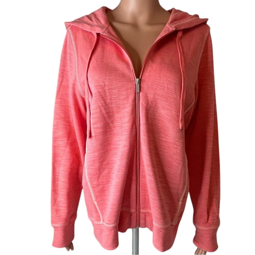 Tommy Bahama womens size M Tobago Bay full zip up Hoodie coral pink shade